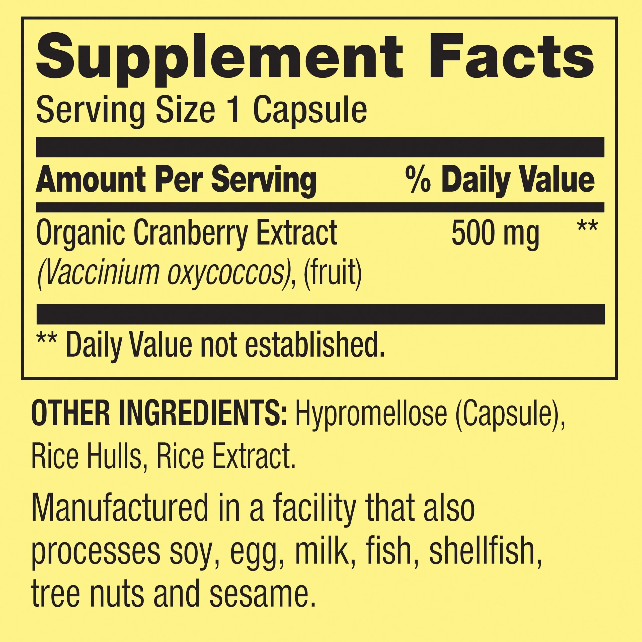 Cranberry Extract 500 mg – Spring Valley (60 cápsulas vegetarianas) - Image 2