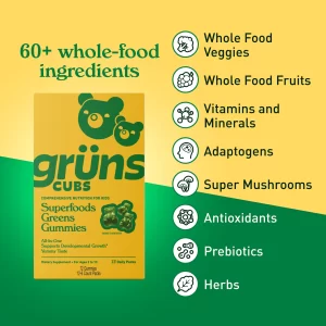 Kids Superfoods Greens Gummies – Gruns Cubs (12 daily packs)