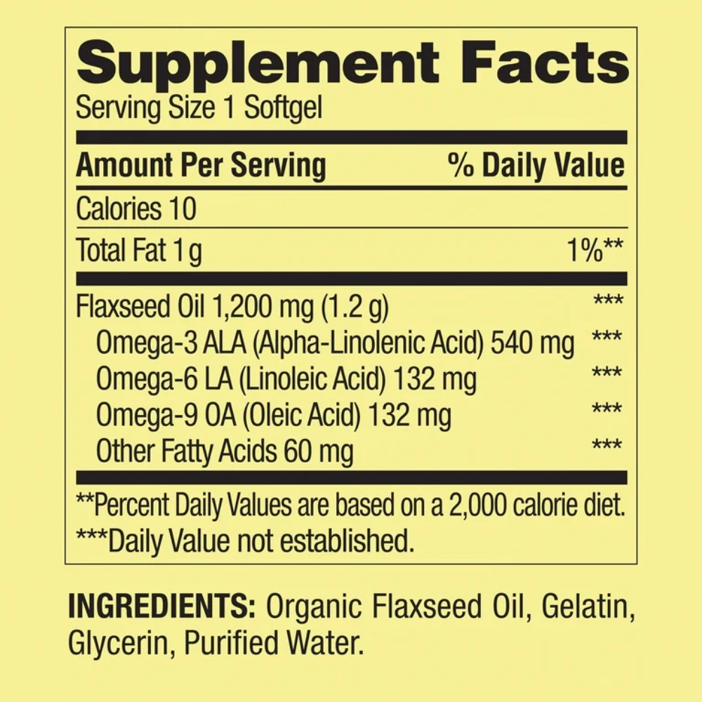 Flaxseed Oil 1200 mg – Spring Valley (200 softgels) - Image 2
