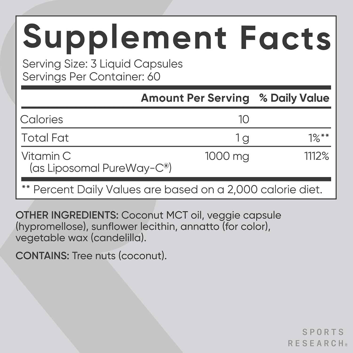 SPORTS RESEARCH LIPOSOMAL VITAMIN C 180 CÁPSULAS VEGETALES - Image 3
