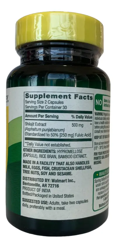 STANDARDIZED EXTRACT SHILAJIT 50% Fulvic 500mg DIETARY SUPPLEMENT 60 VEGETARIAN CAPSULES - Image 2