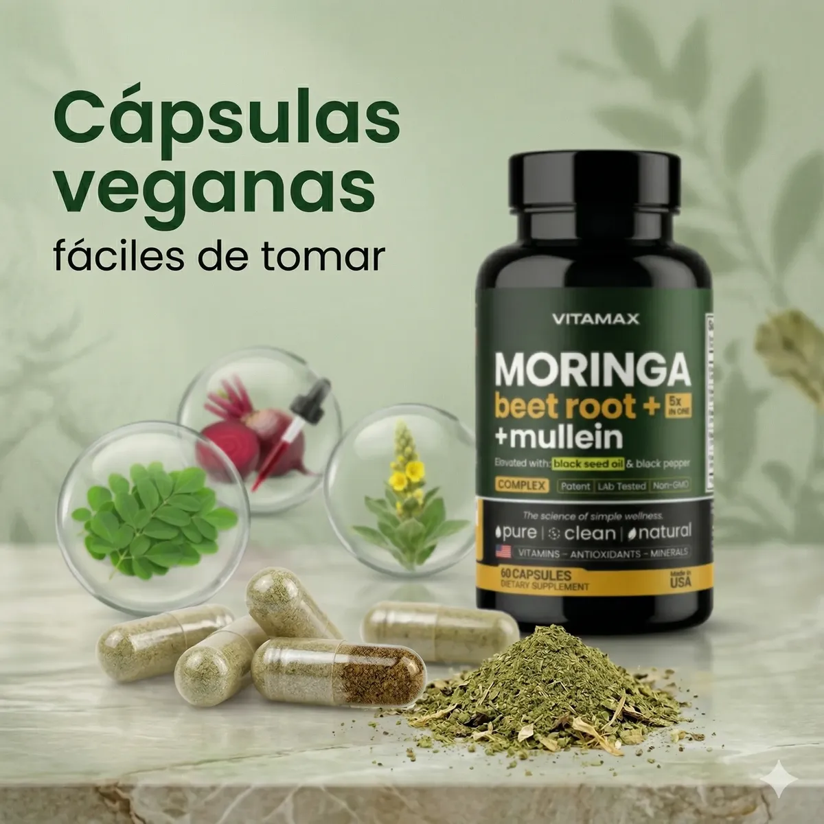 VITAMAX MORINGA BEET ROOT MULLEIN 60 CAP - Image 3