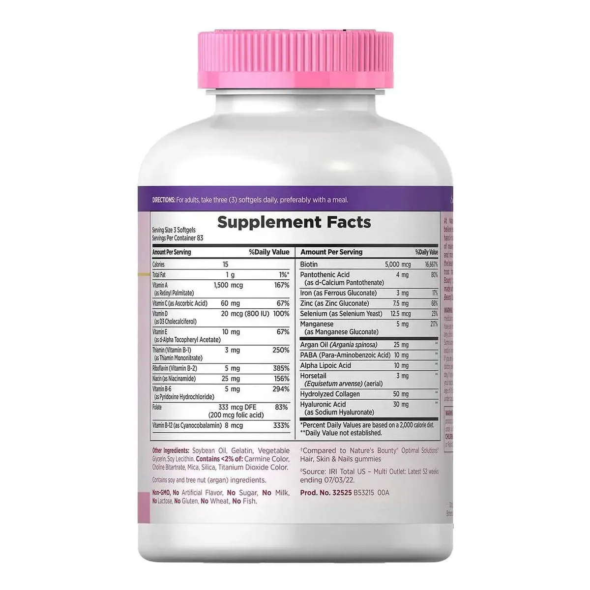 HAIR, SKIN & NAILS SOFTGELS EXTRA STRENGHT 5000mcg Biotin(250 liquid softgels) - Image 2