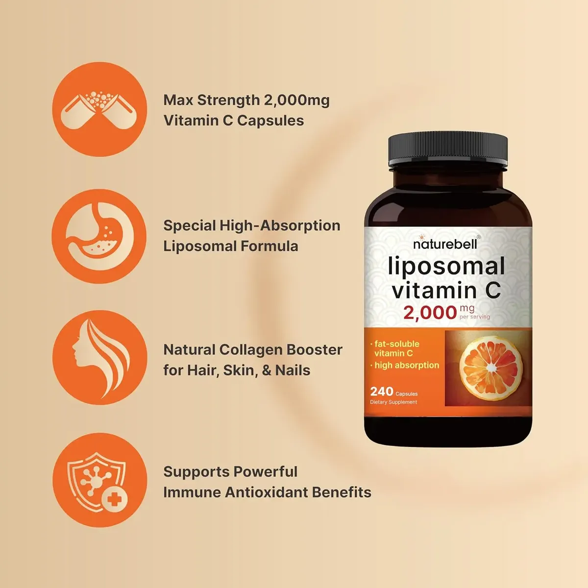 LIPOSOMAL VITAMIN C 2000MG 240 CAP NATUREBELL - Image 3