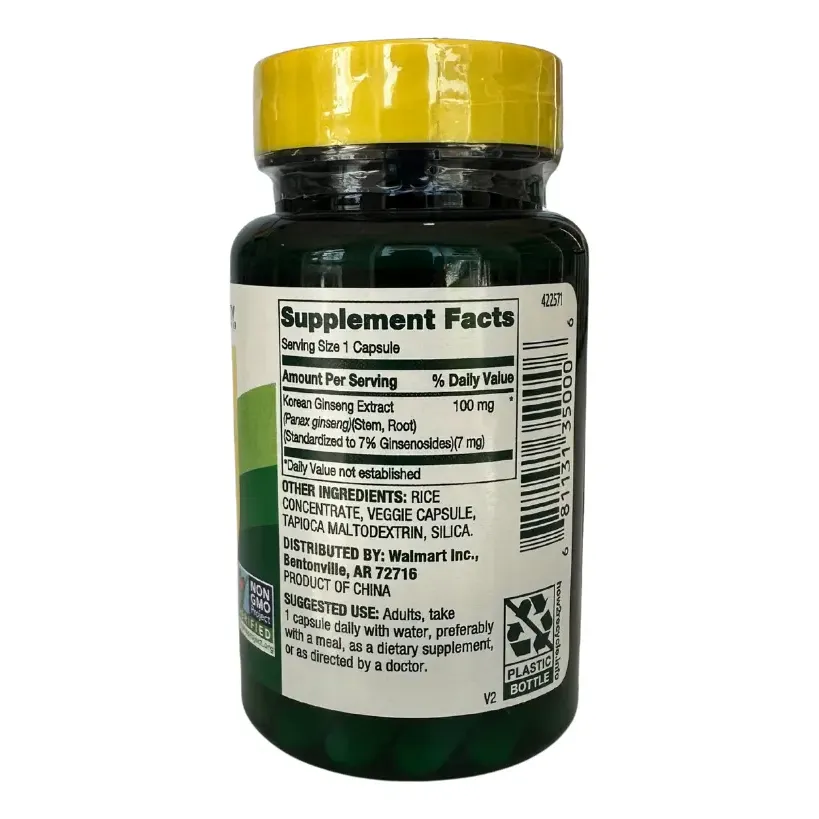 STANDARDIZED EXTRACT Korean Panax Ginseg 100mg 60 vegetarian capsules - Image 2