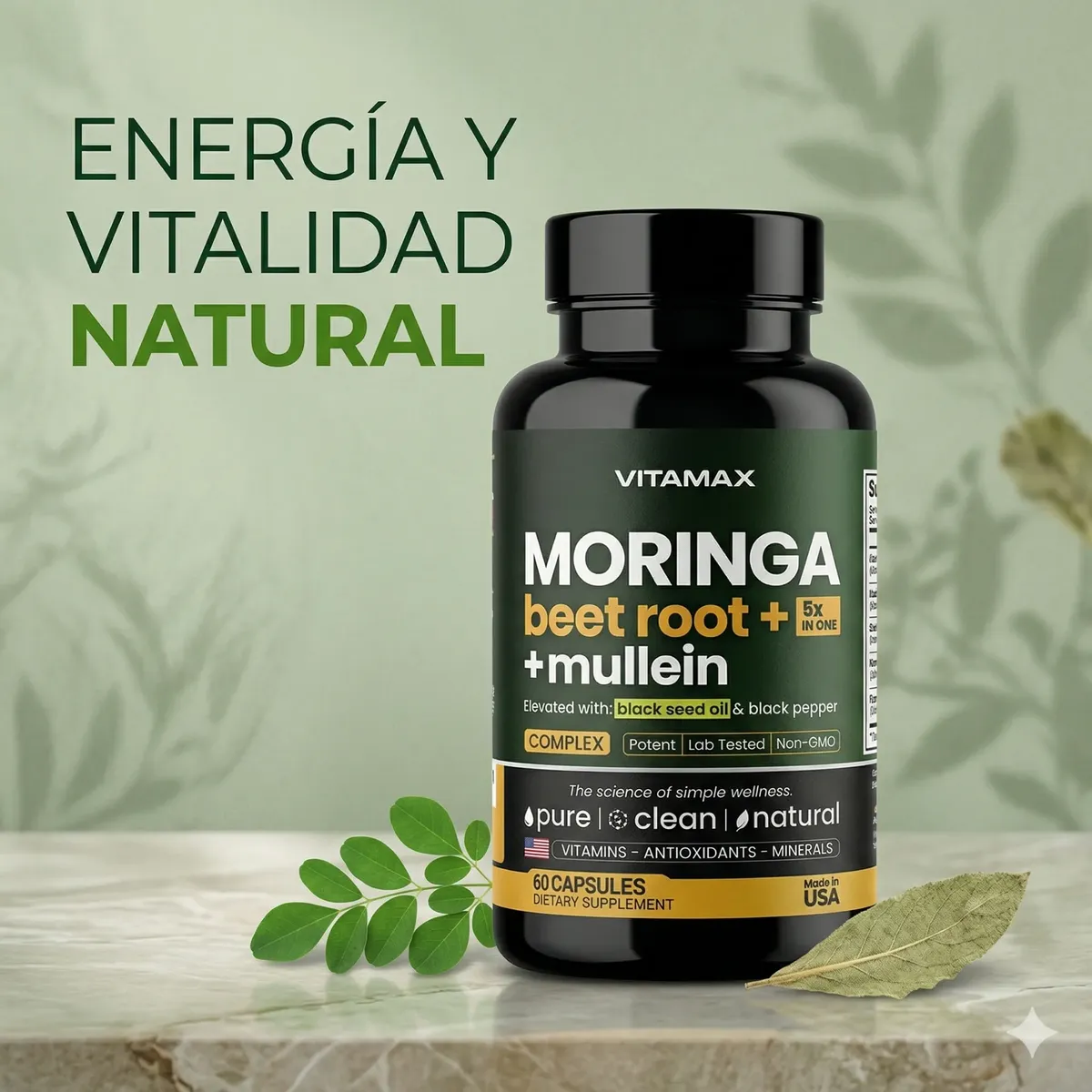 VITAMAX MORINGA BEET ROOT MULLEIN 60 CAP - Image 4